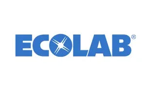 Ecolab-Logo in Blau mit einem Kreuzsymbol im Buchstaben O.