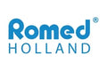 Romed-Holland-Logo in blauer Schrift auf weißem Hintergrund.